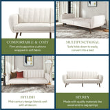 Novogratz Brittany 81.5" Futon Sofa Bed and Couch Sleeper, Ivory Boucle Novogratz