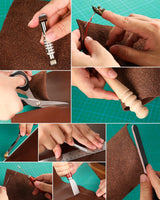 Nicpro 85PCS Leather Tooling Kit Leather Working Tools Kit with Custom Storage Bag, Adults Leather Making Craft Tools Beginner Kit for Stamping Sewing Carving Cutting Punching Leather Working Nicpro