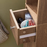 SoBuy Natural Bathroom Tall Cabinet with Drawer, Doors, and Adjustable Shelves SoBuy