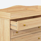 St.Mandyu Wood Changing Table Dresser, Baby Nursery Dresser, Baby Diaper Changing Table, 5 Drawers, Adjustable Shelves, Metal Handle, Curved Wrapping Design, Nature St.Mandyu