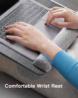 HUANUO Lap Desk - Fits up to 17 inches Laptop Desk, Built in Wrist Pad for Notebook, MacBook, Tablet, Lap Laptop Desk with Tablet, Pen & Phone Holder (Black Woodgrain) HUANUO