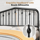 Susalt 14 Inch Queen Bed Frame, Sturdy Rustic Metal Bed Frame Queen Size, Queen Bed Frame with Headboard and 12.5" Under Bed Space, Curved Corner/No Noise/Easy Assembly/No Box Spring Needed, Black Susalt