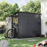 Aoxun 4' x 8' Shed Outdoor Storage Shed with Triple Lockable Door Metal Storage Cabinet with Slopping Roof for Tools Bicycles Storage for Garden, Patio, Courtyard Aoxun