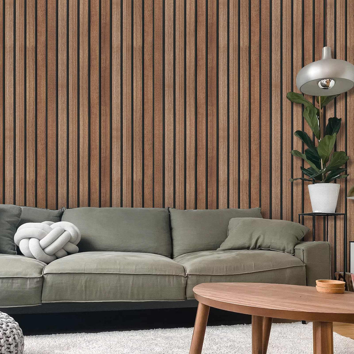 Abyssaly Wood Slat Wallpaper Peel and Stick, Brown Striped Wood Grain Contact Paper, Removable Self Adhesive Faux Wood Panel Wall Covering for Cabinets and Drawers 17.71 in X 118 in Abyssaly