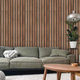 Abyssaly Wood Slat Wallpaper Peel and Stick, Brown Striped Wood Grain Contact Paper, Removable Self Adhesive Faux Wood Panel Wall Covering for Cabinets and Drawers 17.71 in X 118 in Abyssaly