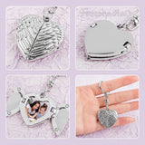 Framendino, 5 Pack Sublimation Angel Wing Keychains Blanks Heat Transfer Love Heart Pendants Charms Locket Photo Frame Key Chains Custom Personalized Picture Keychain Silver Framendino