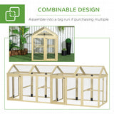 PawHut Chicken Run, Wooden Large Chicken Coop, Combinable Design with Perches & Doors for Outdoor, Backyard, Farm, 4.6' x 2.8', Nature Wood PawHut