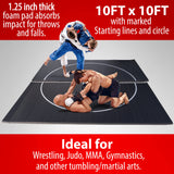 Gold Medal Sports 10' x 10' Wrestling Mat, Jiu Jitsu BJJ Mats, Wrestling Mats, Martial Arts Thick Mats for Home, Judo Tatami Wrestling Mat, Flexi Roll dzotmyn