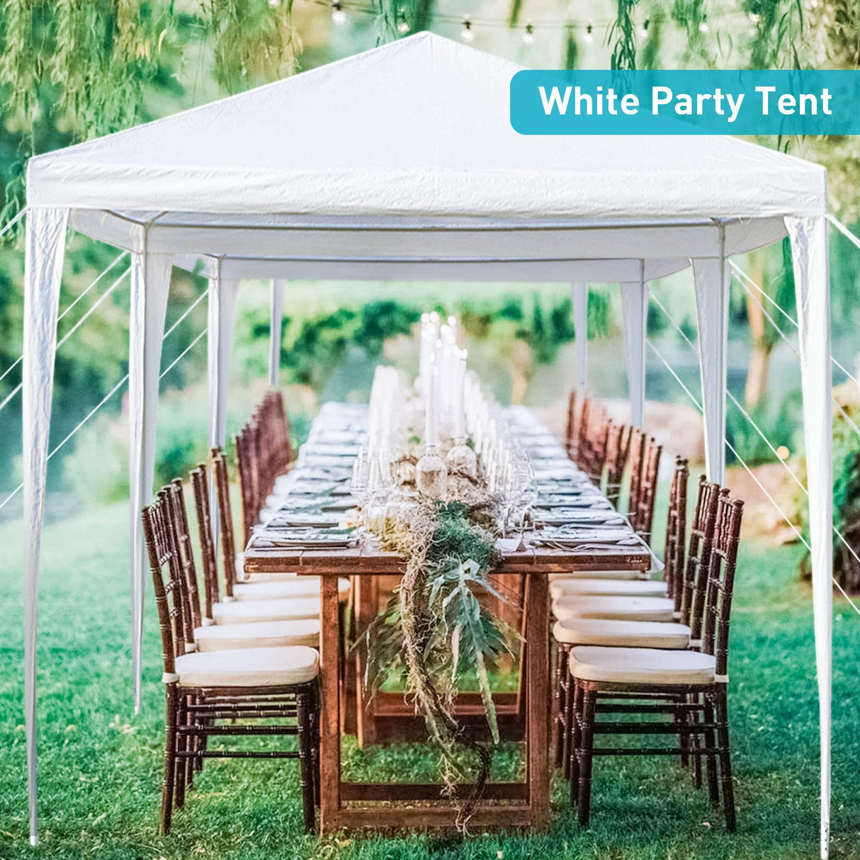 10x30 Party Tent, Outdoor White Tents for Parties, Wedding, Birthday, Large Canopy Tent with 5 Removable Sidewalls, Outside Big Event Tent for Backyard, Garden ANTSKU