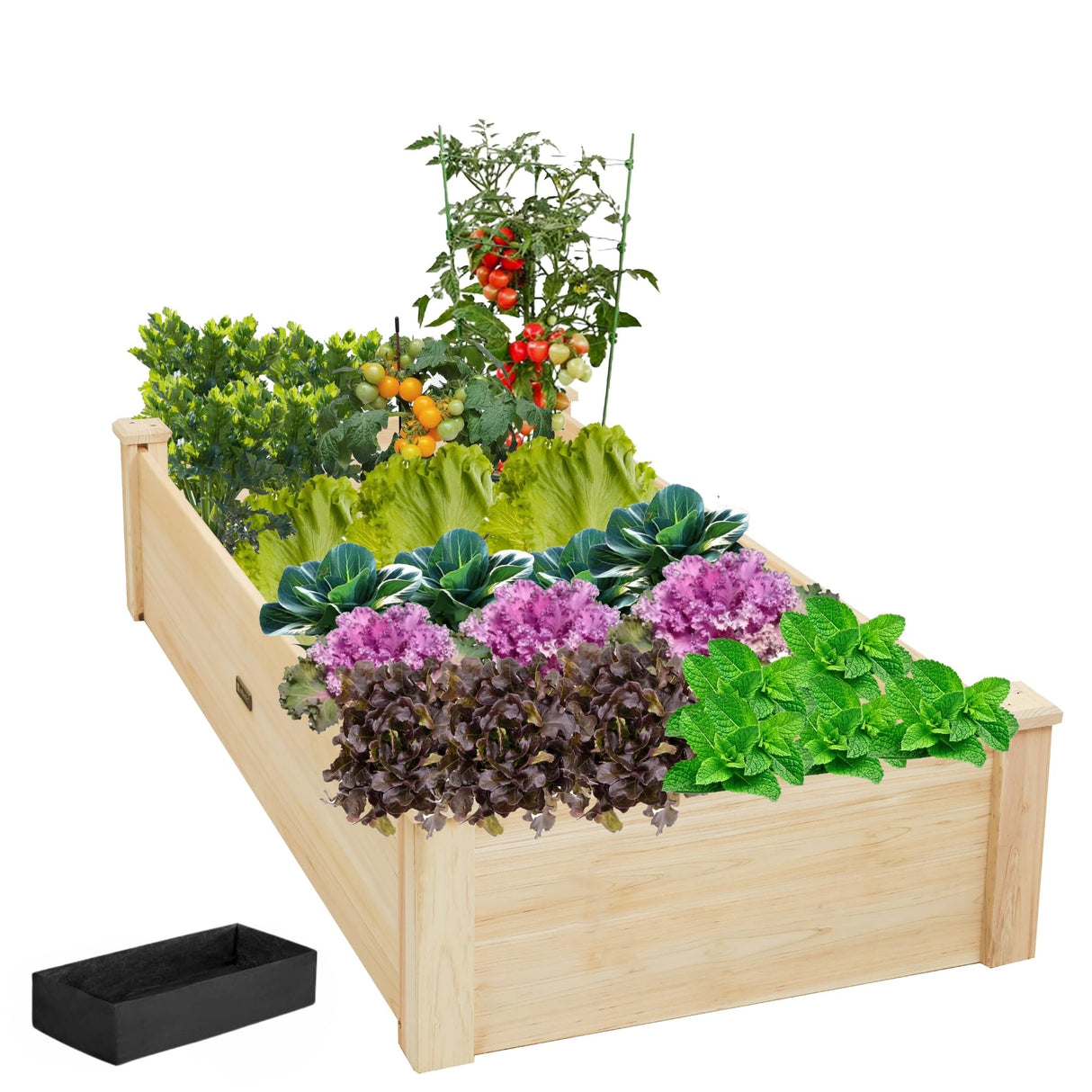 ZSYWODFO 4x2ft Outdoor Wooden Raised Garden Bed Planter for Vegetables, Garden, Lawn, Patio,48"(L) x 24"(W) x 9"(H) Raised Garden Bed;Planter Box-Natural Wood ZSYWODFO