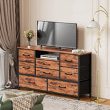 Furnulem 55'' TV Stand Dresser with 8 Drawers, Wood Desk Top - for Bedroom, Closet, Living Room Storage Furnulem