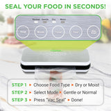 NutriChef Vacuum Sealer | Automatic Vacuum Air Sealing System For Food Preservation w/ Starter Kit | Compact Design | Lab Tested | Dry & Moist Food Modes | Led Indicator Lights NutriChef