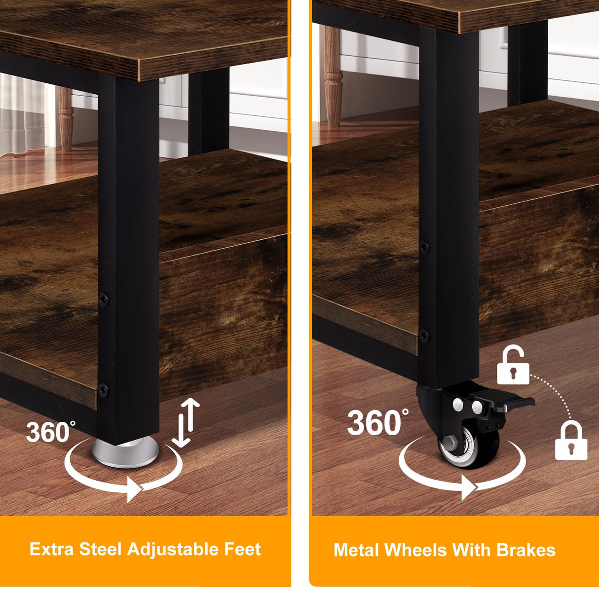 Printer Stand, 23.6''x23.6'' Large Printer Table with Power Outlet for Home Office Organization, Under Desk 3d Printer Stand With Wheels, Heavy Duty Rolling Printer Cart Shelf Stand for Desktop-2 Tier Obihivlo