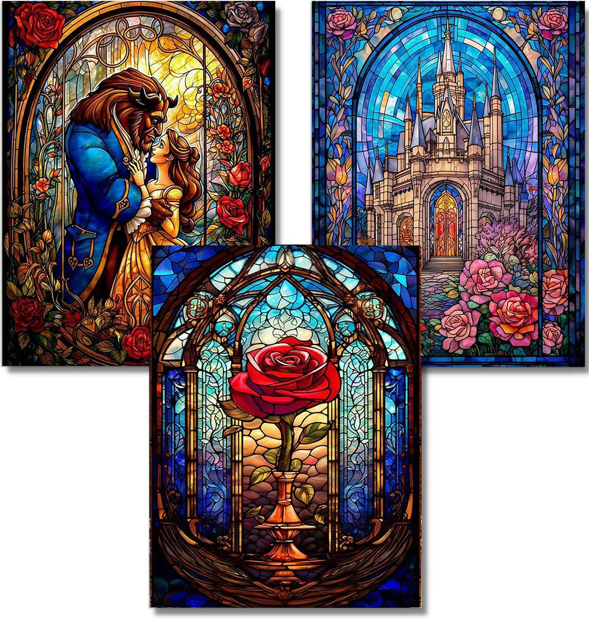 VeGuude Diamond Art Kits for Adults - 3 Pack Cartoon Diamond Painting for Beginners, Diamond Dots Round 5D Full Drill Paint with Diamonds Pictures Gem Art Painting Kits DIY Crafts Kits 12x16inch VeGuude