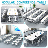 SOIUDNEB 12FT Conference Table, Folding Conference Table Conference Room Tables, Business Style Large Office Meeting Table for Office Conference Room (12ft x 4ft) SOIUDNEB