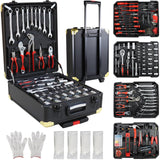 899pcs Home Repair Tool Set Kit for Men, Toolbox Storage Case with 4 Drawers, General Household Tool Kit with Rolling Tool Box, Tool Set Kit for Maintenance, Garden, Homeowner, Handyman -Black Buzleer