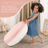 MOMCAYWEX Macaron Bean Bag Chair for Kids and Teens, Medium Bean Bag Sofa with Memory Foam Filling, 27.5"×27.5"×13.5", Pink and White MOMCAYWEX