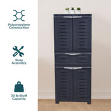 Sunnydaze Plastic Garage Storage Cabinet with 2 Adjustable Shelves - 57" H - Garage, Office, Home, Laundry Room - Charcoal Sunnydaze Decor
