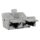 Lexicon Recliner Sofa for Living Room, Double Recliner RV Couch, Manual Wall Hugger Recliner Home Theater Seating Chenille Reclining Sofa, 58''W Loveseat with Center Console, Grey Lexicon