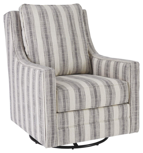 Signature Design by Ashley Kambria Striped Upholstered Swivel Accent Glider Chair, Ivory & Black Signature Design by Ashley