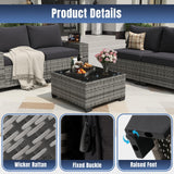 Aoxun 6 Pieces Patio Furniture Set Wicker Rattan Outdoor Sectional Conversation Set with Coffee Table and 4” Thickened Cushions, Gray Black (Waterproof Cover Included) Aoxun
