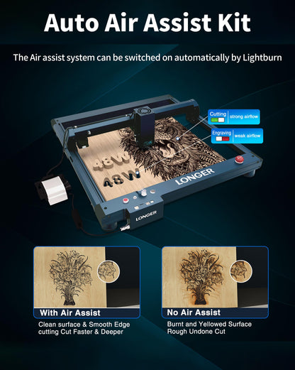 Laser Engraver with Auto Air Assist, 35000mw Output Power Laser Cutting Machine for Laser Engraving on Wood and Metal, Glass, Leather - WoodArtSupply