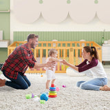 Solid Wood Montessori Floor Bed with Fun Door and Safety Guardrails for Kids LLS