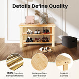 DUMOS Shoe Rack Bench, 3-Tier Bamboo Entryway Benches, Holds Up to 286 lb Storage Organizer, 11.3 x 27.6 x 17.8 Inches, Suitable for Bedroom Living Room Balcony, Wood DUMOS
