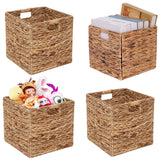 JGJCYO9 Storage Baskets Wicker Cube Baskets Foldable Handwoven Water Hyacinth Laundry Organizer,Cube Storage Baskets,Set of 4 pcs Baskets-11x11x11inch JGJCYO9