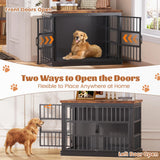 VOPEAK Dog Crate Furniture, Chew Resistant Large Dog Crate for Medium Large Dogs, Heavy Duty XL Dog Crates Dog Kennel Cage Indoor with Double Doors, Wooden End Table for Bedroom Living Room, Black VOPEAK