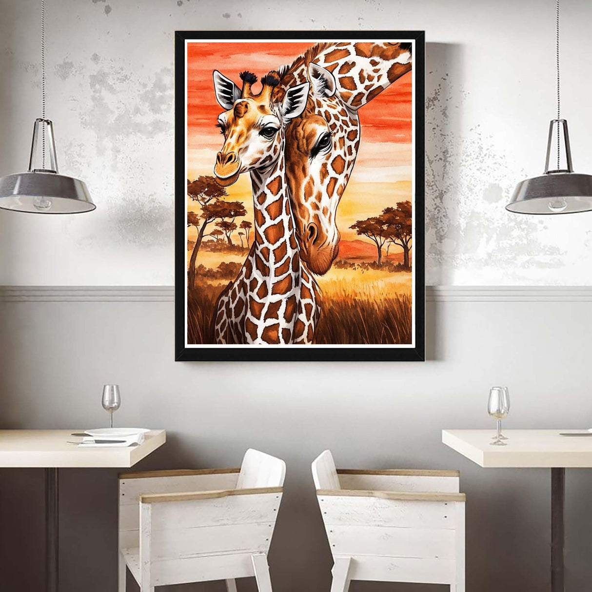 VAIIEYO Diamond Art Kits for Adults Giraffe, Diamond Painting Animal, Paint by Numbers Oil Painting Full Drill Round Rhinestone Craft Canvas for Home Wall Decor Gift 12x16 inch VAIIEYO