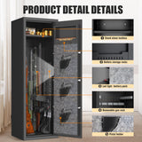 Metallitrend 10-15 Large Gun Safe Cabinet with 3 Pistol Pouches,Rifle Gun Safes for Home Fireproof Waterproof Adjustable Rack and Biometric Lock,Heavy-Duty Gun Safes for Rifles and Shotguns Money Metallitrend