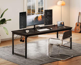 Coleshome 71 Inch Computer Desk with USB Ports, Large Office Desk, Long Study Student Writing Desk, Black Coleshome