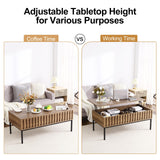 GarveeHome Lift Top Coffee Table, Mid Century Modern Coffee Table, Farmhouse Wooden Coffee Table with Hidden Storage Compartment, Rustic Center Table, Coffee Tables for Living Room Office GarveeHome