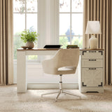 LITTLE TREE Office Desk with Drawers, 59" Farmhouse Executive Desk with Storage File Cabinet, Wooden Computer Writing Table for Home, Office, Bedroom, White & Brown LITTLE TREE