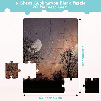 6 Sets Sublimation Blanks Puzzles White Jigsaw Puzzle Blank Puzzles DIY Blank Puzzle for Sublimation Transfer Thermal Transfer Heat Press Printing Crafts (A5-20 Style)