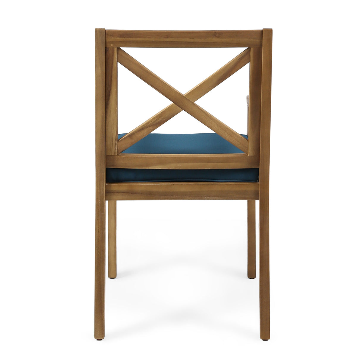Christopher Knight Home Peter | Outdoor Acacia Wood Dining Chair Set of 2, Teak/Blue Cushion Christopher Knight Home