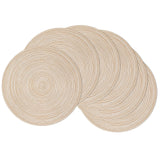 SHACOS 15 inch Round Braided Placemats Set of 6 Non Slip Heat Resistant Cotton Polyester Table Mats Washable Place Mats for Kitchen Dining Party Table Decor (Beige, 6) SHACOS