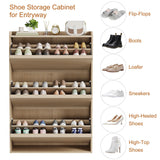 GarveeHome Shoe Cabinet with 3 Flip Drawers, Wooden Shoe Organizer with Adjustable Shelf, Shoe Storage for Entryway, Hidden Shoe Cabinet for Hallway, Living Room, Natural Oak GarveeHome