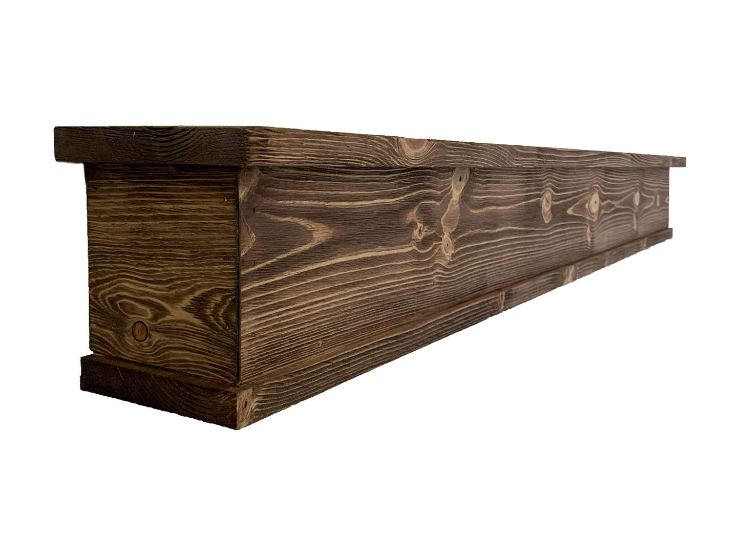 48in Rustic Mantle | Fireplace Mantel for Decor | Wood Mantel Shelf | Made in USA | 48 in Floating Shelf | Farmhouse Fireplace Surround | Long Shelf for Fireplace (Rustic Brown, 48 Inch)