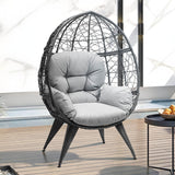 DWVO Oversized Egg Chair with Stand Rattan Outdoor Chairs, Large Lounger Chair with Cushion, Adjustable Leveling Feet, Egg Chair Indoor for Bedroom, Living Room, Outdoor Backyard, Patio, Garden, Grey DWVO