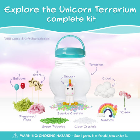 Memory Building CO Light-Up Unicorn Terrarium Kit for Kids - Christmas & Birthday Gift for Girl or Boy - Best Unicorn Toys & Kits, Arts & Crafts Gifts for Girls & Boys Age 4 5 6 7 8 9 10-12 Year Old The Memory Building Company
