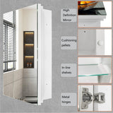 HESONTH Medicine Cabinet with Mirror, 16x26 Inch Frameless Bathroom Cabinet, 3-Tier Tempered Glass Shelves, Recessed or Surface Mount, Waterproof Storage for Bathroom Bedroom Kitchen HESONTH