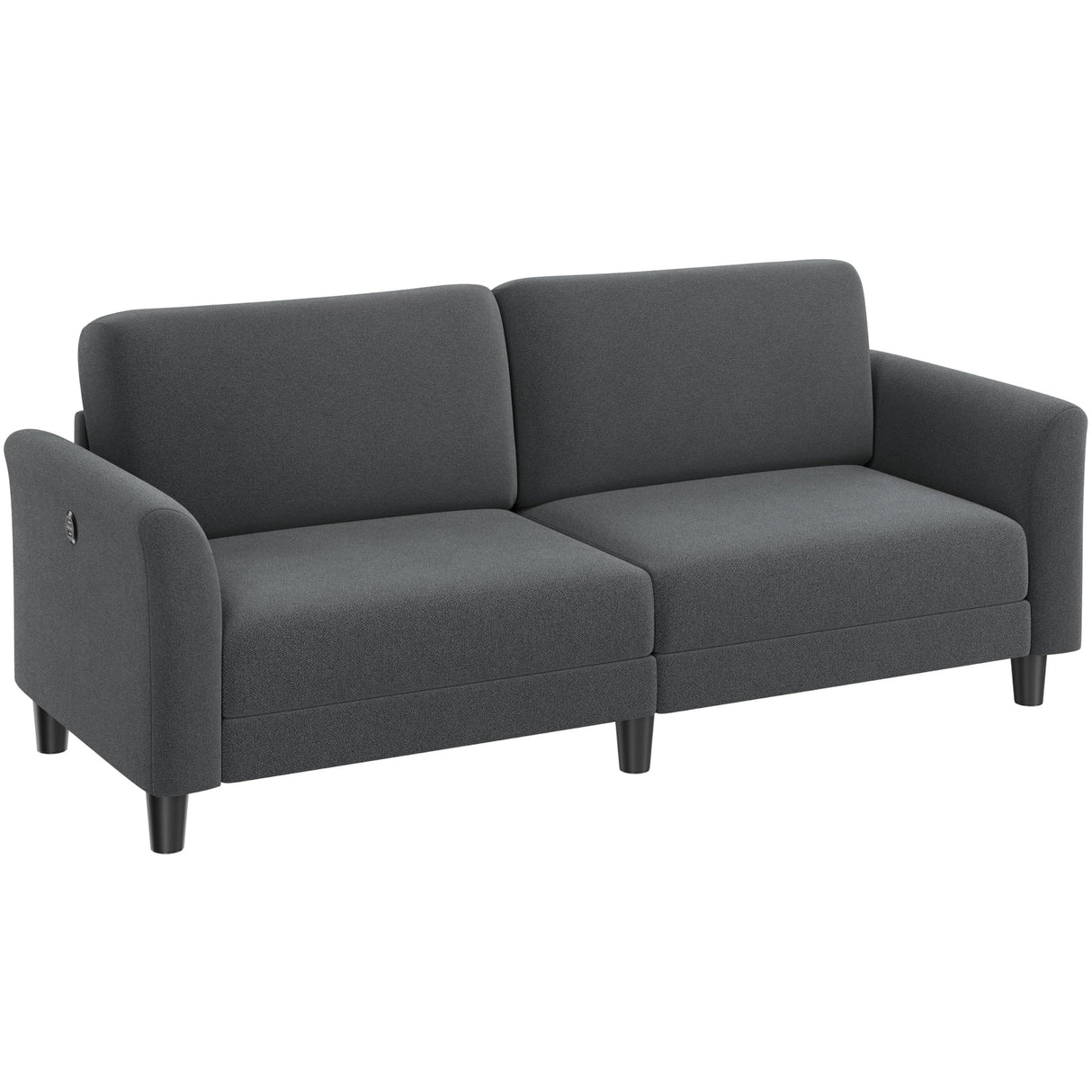Yaheetech 67" W Fabric Sofa Couch 2 Seater Loveseat Sofa with USB Charging Ports Upholstered Sofa Living Room Office Bedroom, Dark Gray Yaheetech