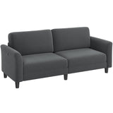 Yaheetech 67" W Fabric Sofa Couch 2 Seater Loveseat Sofa with USB Charging Ports Upholstered Sofa Living Room Office Bedroom, Dark Gray Yaheetech