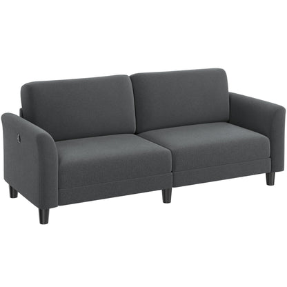 Yaheetech 67" W Fabric Sofa Couch 2 Seater Loveseat Sofa with USB Charging Ports Upholstered Sofa Living Room Office Bedroom, Dark Gray