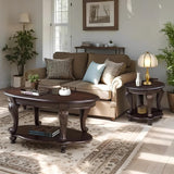 LKTART Oval Coffee Tables for Living Room, Wood Traditional Coffee Table with Elegant Carved Legs and Open Shelf, Vintage Farmhouse Tea Table, Easy Assembly,Espresso LKTART