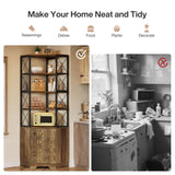 Tribesigns 76-Inch Tall Corner Cabinet, 7-Tier Industrial Corner Bookshelf Bookcase with Storage Rack, Freestanding Display Shelving Unit for Living Room, Kitchen, Home, Brown Tribesigns