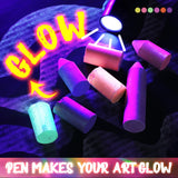 12 Pcs 6 Color Glow in the Black Lights Chalk UV Neon Sidewalk Chalk and 2 Pcs UV Flashlight Outdoor Dustless Black Light Party Supplies for Birthday Gift Painting Drawing on Chalkboard Playground Weewooday