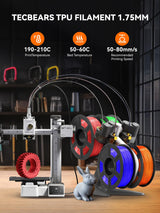 TECBEARS TPU Filament 1.75mm, 95A 3D Printer Filament, Flexible TPU Filament for Fast Printing, Dimensional Accuracy +/- 0.03mm, Fit Most FDM 3D Printers, Blue 1KG TECBEARS